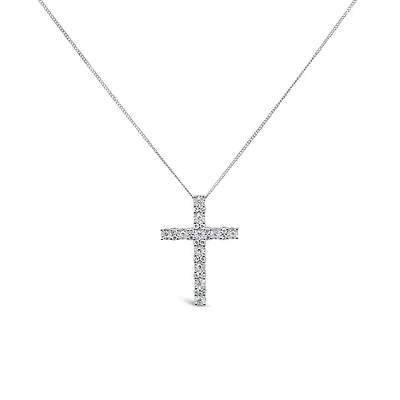 Cross Pendant with .25 Carat TW of Diamonds in 10kt White Gold with Chain