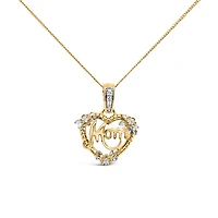 Mom Heart Pendant with .05 Carat TW of Diamonds in 10kt Yellow Gold with Chain