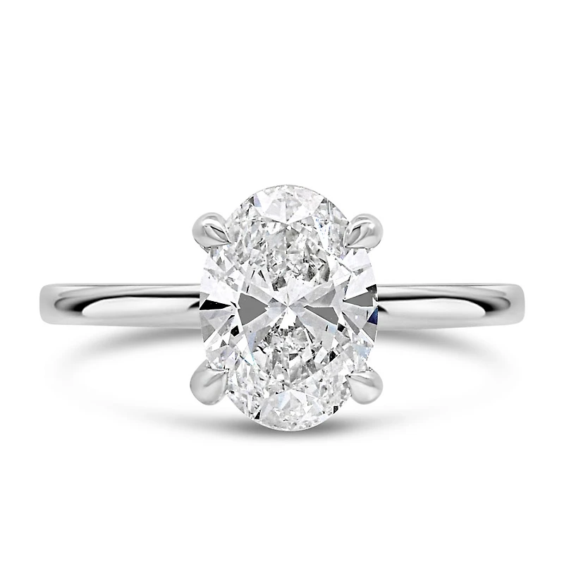 Oval Engagement Ring with Carat TW of Lab Created Diamonds in 14kt White Gold