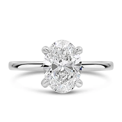Oval Engagement Ring with Carat TW of Lab Created Diamonds in 14kt White Gold