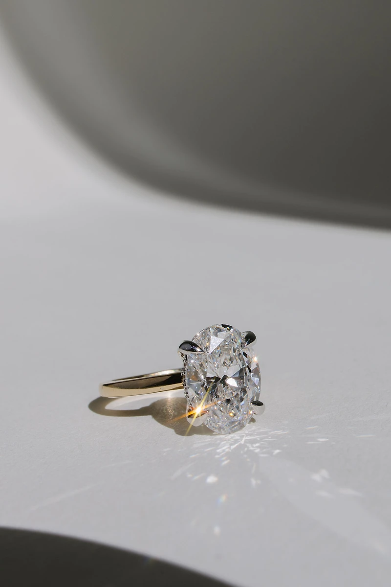 Oval Solitaire Engagement Ring with 4.10 Carat TW of Lab Created Diamonds in 14kt Yellow Gold