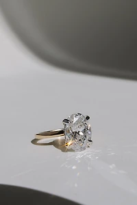 Oval Solitaire Engagement Ring with 4.10 Carat TW of Lab Created Diamonds in 14kt Yellow Gold