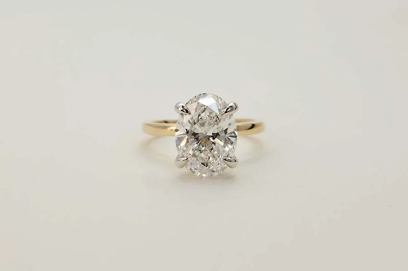 Oval Solitaire Engagement Ring with 4.10 Carat TW of Lab Created Diamonds in 14kt Yellow Gold