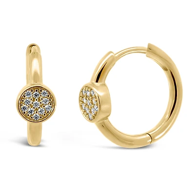 15MM Hoop Earrings with Cubic Zirconia in Gold Plated Sterling Silver
