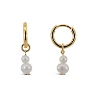 Dangle Earrings with Pearl in Gold Plated Sterling Silver