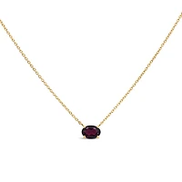 16.5″+1″ Oval Necklace with Garnet in 10kt Yellow Gold with Chain
