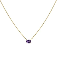 16.5″+1″ Oval Necklace with Amethyst in 10kt Yellow Gold with Chain
