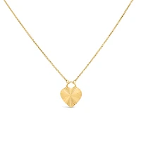 17.5″ Textured Heart Necklace in Gold Vermeil Sterling Silver