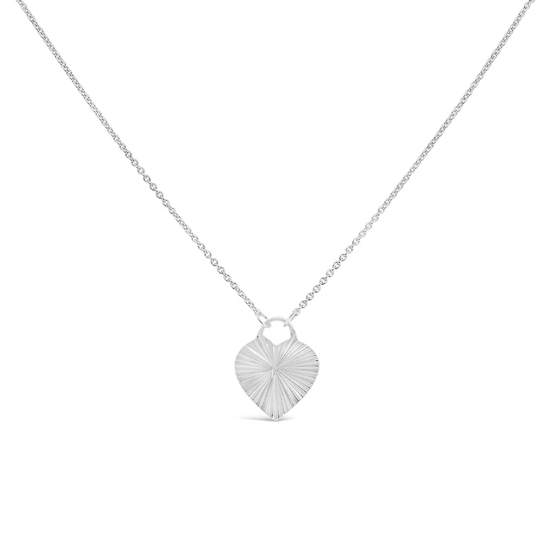 17.5″ Textured Heart Necklace in Sterling Silver
