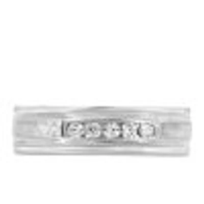6MM Comfort Fit Wedding Band with Carat TW of Diamonds White Gold
