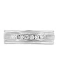 6MM Comfort Fit Wedding Band with Carat TW of Diamonds White Gold