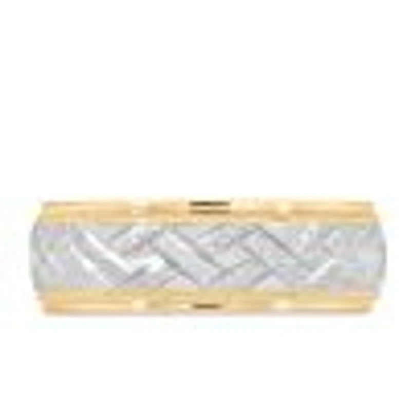 6MM Roll Finish Comfort Fit Wedding Band White and Yellow Gold