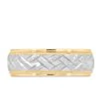 6MM Roll Finish Comfort Fit Wedding Band White and Yellow Gold