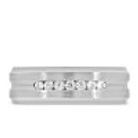 7MM Comfort Fit Wedding Band with .25 Carat TW of Diamonds White Gold