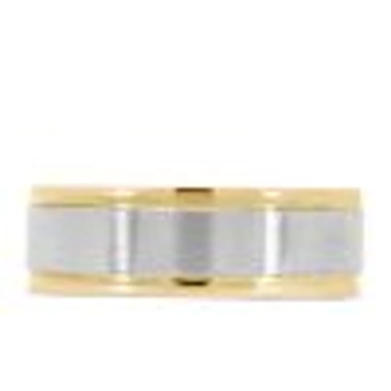 7MM Satin Finish Comfort Fit Wedding Band White and Yellow Gold
