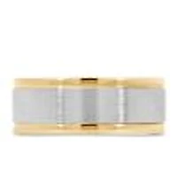 8MM Satin Finish Comfort Fit Wedding Band White and Yellow Gold