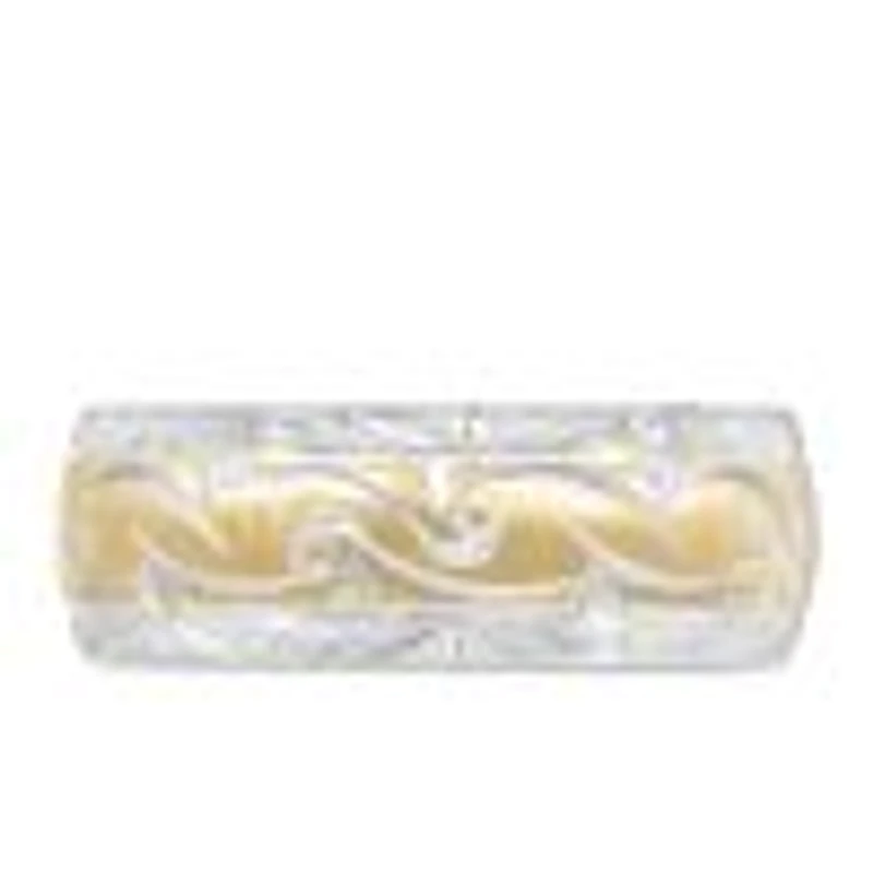 8MM Diamond Cut Comfort Fit Wedding Band White and Yellow Gold