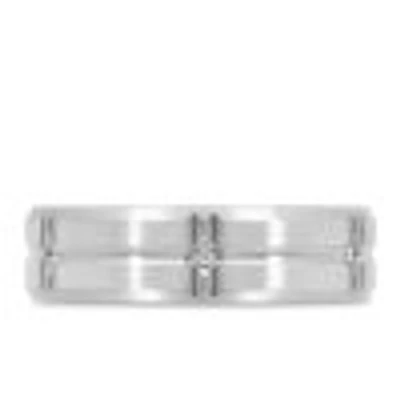 6MM Comfort Fit Wedding Band with .06 Carat TW of Diamonds White Gold