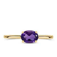 Ring with Oval Amethyst in 10kt Yellow Gold