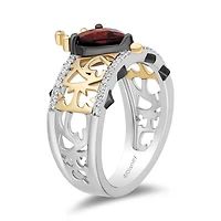Enchanted Disney Snow White Ring with Garnet and .15 Carat TW of Diamonds in Gold Plated Sterling Silver