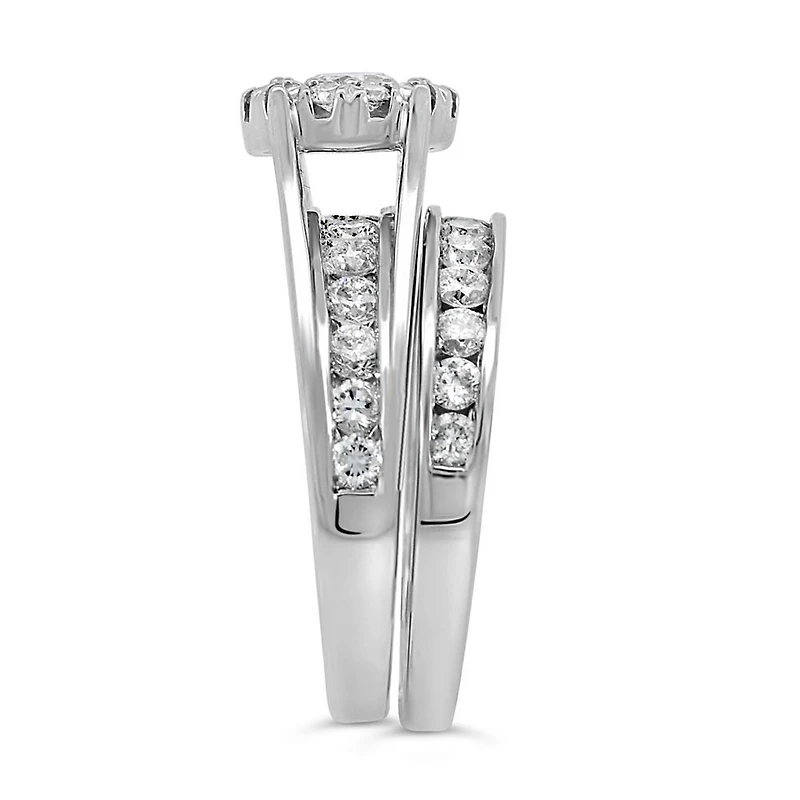 Halo Engagement Ring Set with 2.00 Carat TW of Diamonds in 14kt White Gold
