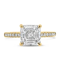 Square Emerald Cut Engagement Ring with 3.20 Carat TW of Lab Created Diamonds in 14kt Yellow Gold
