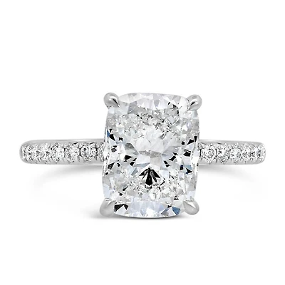 Cushion Cut Engagement Ring with 3.20 Carat TW of Lab Created Diamonds in 14kt White Gold