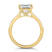 Square Emerald Cut Engagement Ring with 3.20 Carat TW of Lab Created Diamonds in 14kt Yellow Gold