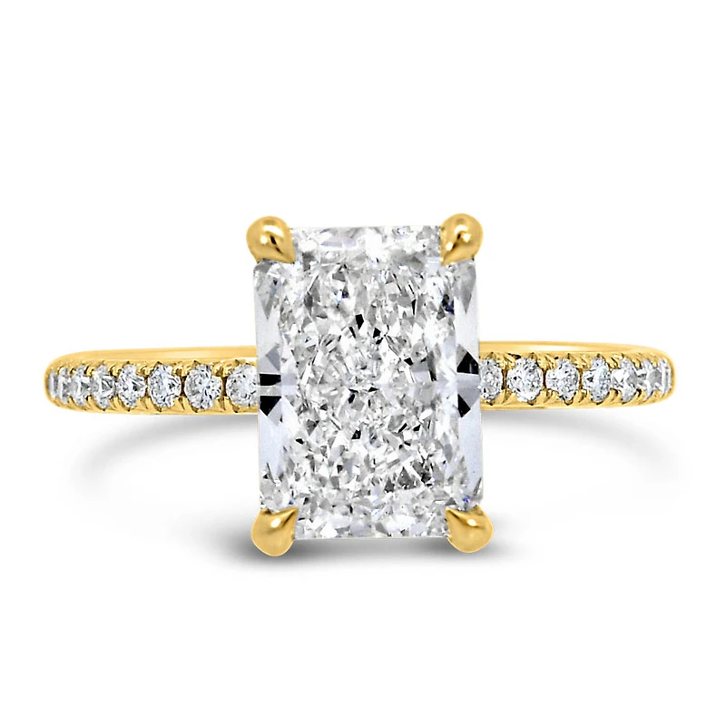 Radiant Engagement Ring with 3.20 Carat TW of Lab Created Diamonds in 14kt Yellow Gold