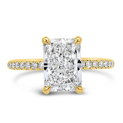 Radiant Engagement Ring with 3.20 Carat TW of Lab Created Diamonds in 14kt Yellow Gold