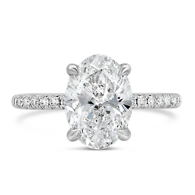 Oval Engagement Ring with Carat TW of Lab Created Diamonds in 14kt White Gold