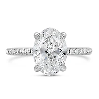 Oval Engagement Ring with Carat TW of Lab Created Diamonds in 14kt White Gold