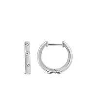 Huggie Hoop Earrings with Carat TW of Diamonds in 10kt White Gold