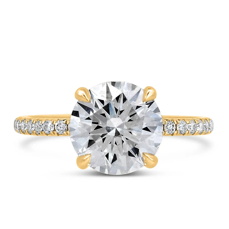 Round Brilliant Engagement Ring with 3.20 Carat TW of Lab Created Diamonds in 14kt Yellow Gold