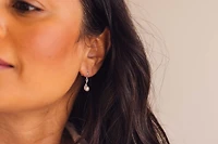 Earrings with 5MM Freshwater Pearl and .03 Carat TW of Diamonds in 10kt White Gold