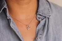 Mom Heart Pendant with .13 Carat TW of Diamonds in 10kt White Gold with Chain