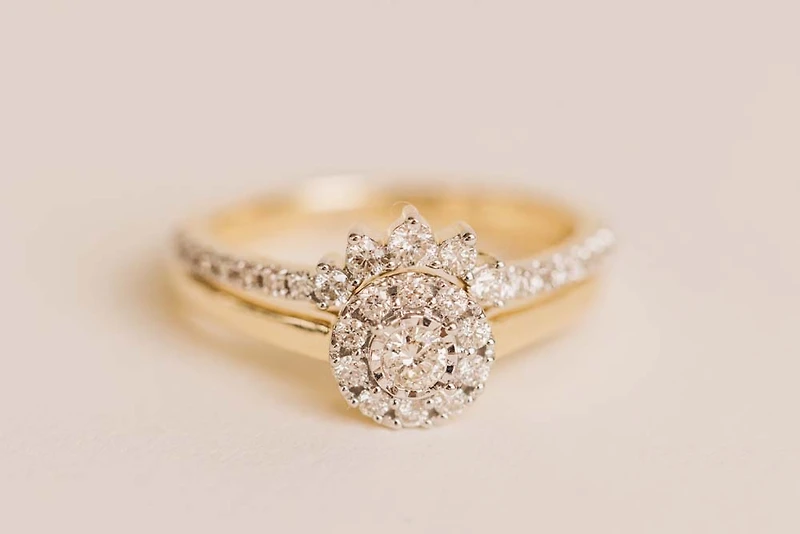 Halo Engagement Ring Set with .50 Carat TW of Diamonds in 10kt Yellow Gold