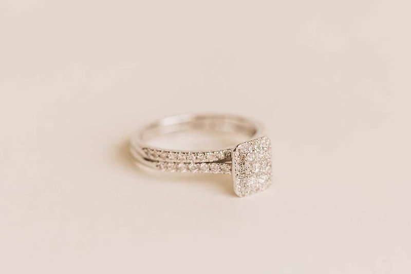 Halo Engagement Ring Set with .50 Carat TW of Diamonds in 14kt White Gold