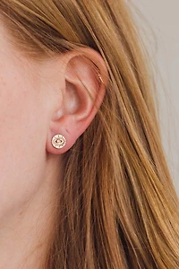Evil Eye Earrings with .02 Carat TW of Diamonds in 10kt Yellow Gold