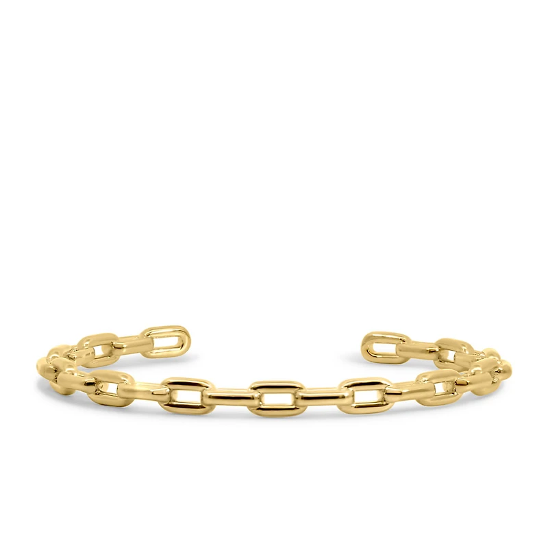 Open Paperclip Link Bangle in Gold Plated Sterling Silver