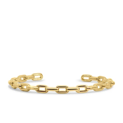 Open Paperclip Link Bangle in Gold Plated Sterling Silver