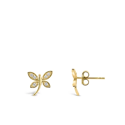Dragonfly Earrings with .15 Carat TW of Diamonds in 10kt Yellow Gold