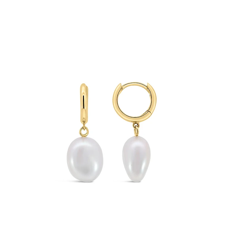 Drop Earrings with Freshwater Pearls in 10kt White Gold