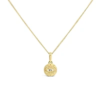 Evil Eye Pendant with .01 Carat Diamond in 10kt Yellow Gold with Chain