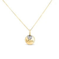 Mom Disc Pendant with .05 Carat TW of Diamonds in 10kt Yellow Gold with Chain