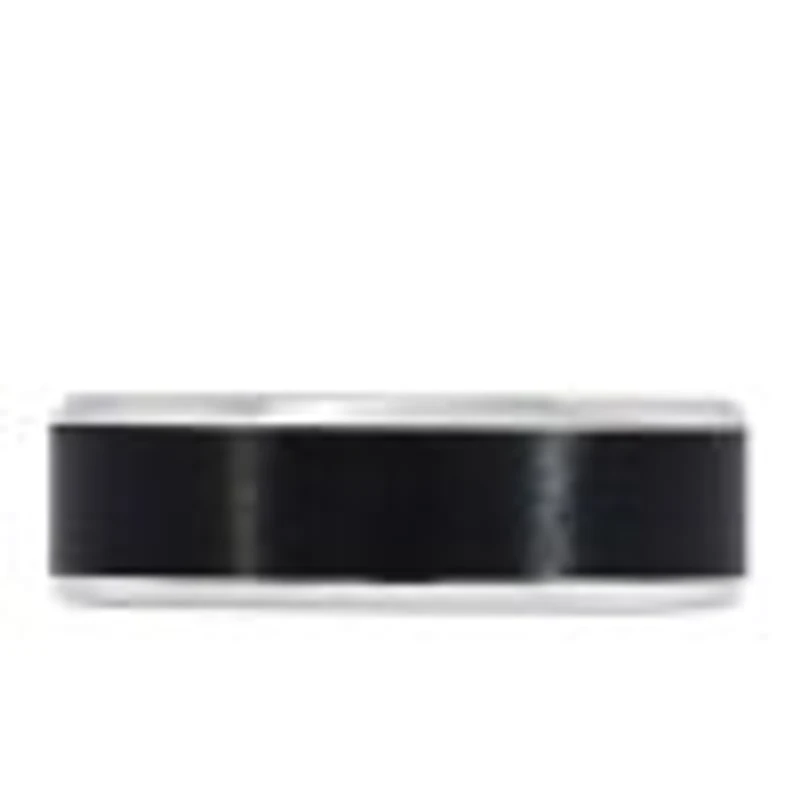 7MM Comfort Fit Carbon Fiber Wedding Band White Gold