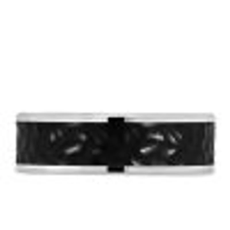 7MM Hammered Finish Comfort Fit Carbon Fiber Wedding Band White Gold