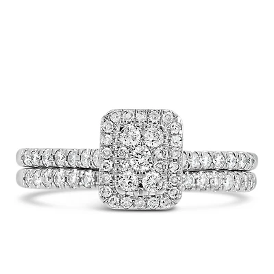 Halo Engagement Ring Set with .50 Carat TW of Diamonds in 14kt White Gold