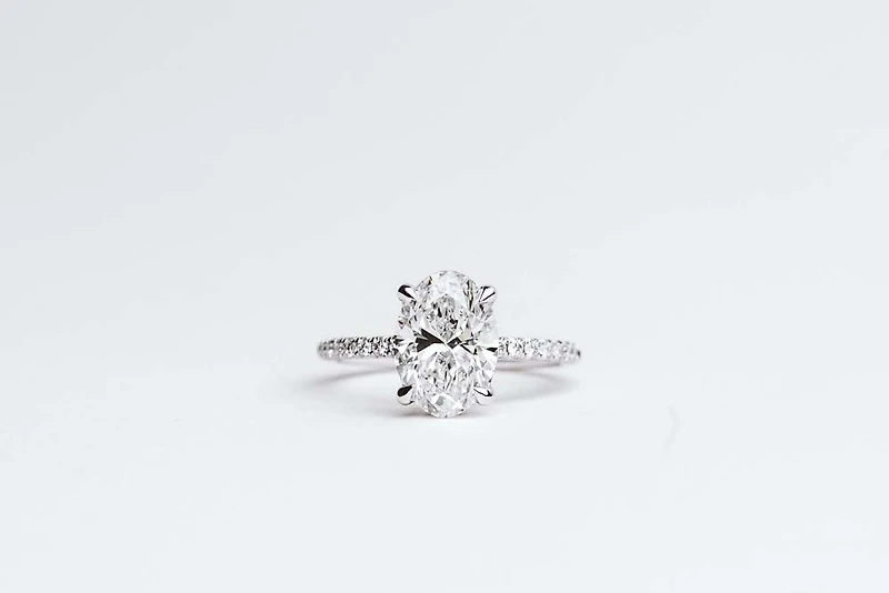 Oval Engagement Ring with Carat TW of Lab Created Diamonds in 14kt White Gold