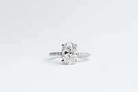 Oval Engagement Ring with Carat TW of Lab Created Diamonds in 14kt White Gold